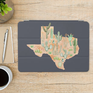 Texas Cactus Watercolor Illustration Map iPad Air Hülle