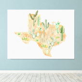 Texas Cactus Watercolor Illustration Map Leinwanddruck (Insitu (Holzboden))