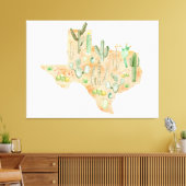 Texas Cactus Watercolor Illustration Map Leinwanddruck (Insitu (Wohnzimmer))