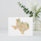 Texas Cactus Watercolor Illustration Map Postkarte (Stehend Vorderseite)