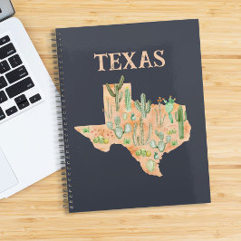 Texas Cactus Watercolor Map Travel Journal Notizblock