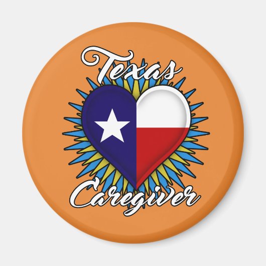 Texas Caregiver-Magnet (orangefarbener Hintergrund Magnet (Vorne)