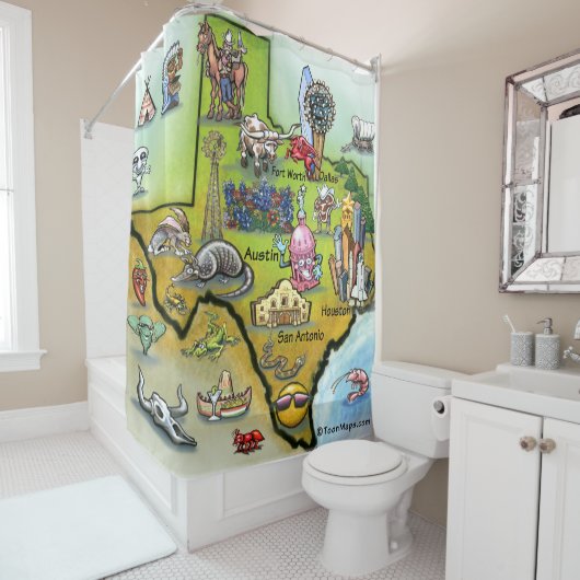 Texas-Cartoon-Karte Duschvorhang (Beispiel)