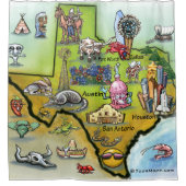 Texas-Cartoon-Karte Duschvorhang (Vorderseite)