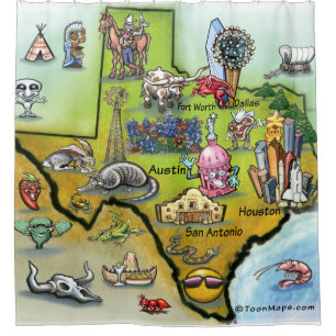 Texas-Cartoon-Karte Duschvorhang
