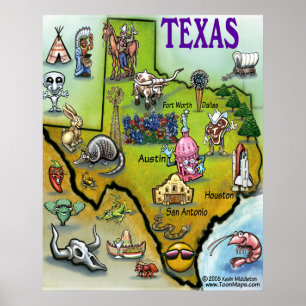 Texas-Cartoon-Karte Poster