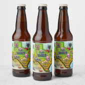 Texas Cartoon Map Bierflaschenetikett (Flaschen)