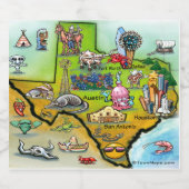 Texas Cartoon Map Bierflaschenetikett (Einzelnes Label)