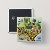 Texas Cartoon Map Button (Vorne & Hinten)