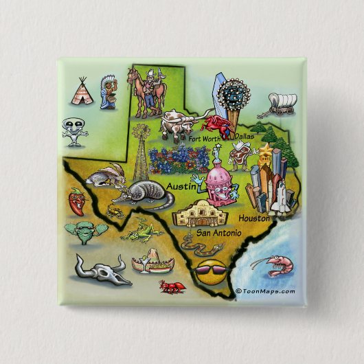Texas Cartoon Map Button (Vorderseite)
