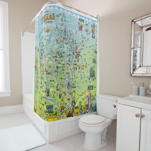Texas Cartoon Map Duschvorhang (Beispiel)