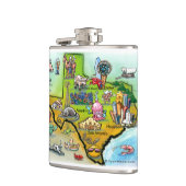 Texas Cartoon Map Flachmann (Links)
