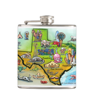 Texas Cartoon Map Flachmann