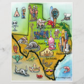 Texas Cartoon Map Flyer (Vorne)