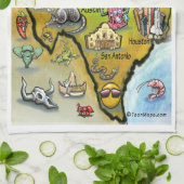 Texas Cartoon Map Geschirrtuch (Gefaltet)