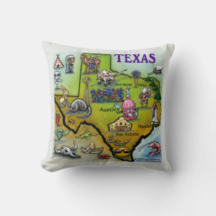Texas Cartoon Map Kissen