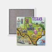 TEXAS Cartoon Map Magnet (Vorderseite/Rückseite)