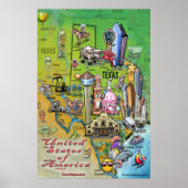 Texas Cartoon Map Poster (Vorne)
