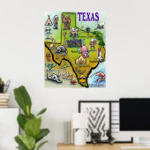 Texas Cartoon Map Poster (Heimbüro)