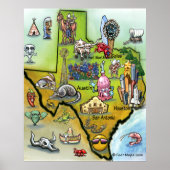 Texas Cartoon Map Poster (Vorne)