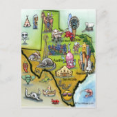 Texas Cartoon Map Postkarte (Vorderseite)