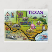 TEXAS Cartoon Map Postkarte (Vorderseite)
