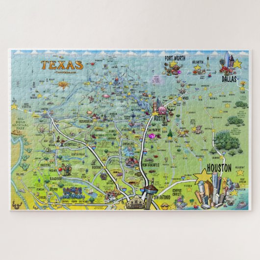 Texas Cartoon Map Puzzle (Horizontal)