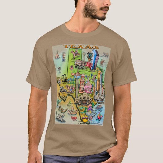 Texas Cartoon Map T-Shirt (Vorderseite)