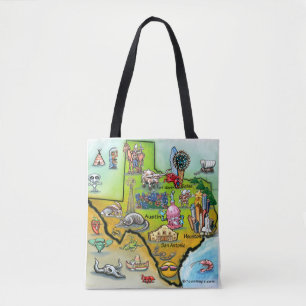 Texas Cartoon Map Tasche