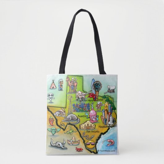 Texas Cartoon Map Tasche (Vorderseite)