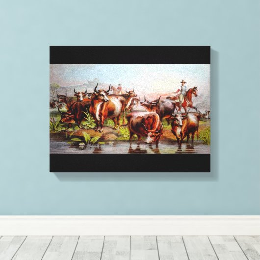 Texas Cattle Drive Leinwanddruck (Insitu (Holzboden))