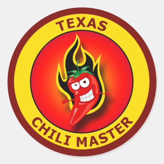 TEXAS CHILI MASTER RUNDER AUFKLEBER (Vorderseite)