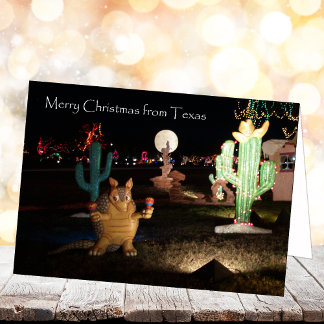 Texas Christmas Card — Armadillo und Cactus Feiertagskarte