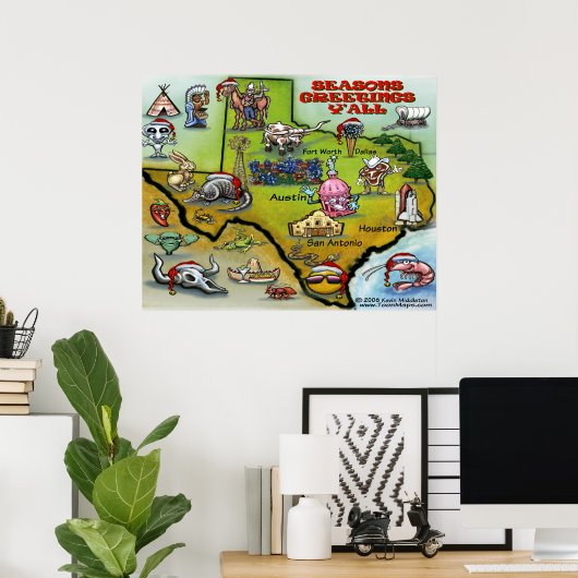 TEXAS Christmas Map Poster (Heimbüro)
