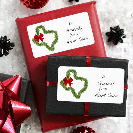 Texas Christmas Wreath Red Bow Geschenksticker Adressaufkleber
