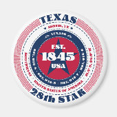 Texas Circle Typografie Souvenir Magnet (Vorne)