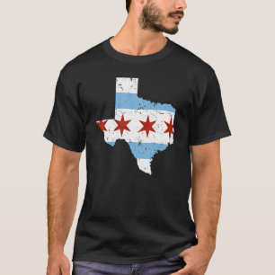 Texas City Chicago Flagge Grunge Auf Reisen South T-Shirt