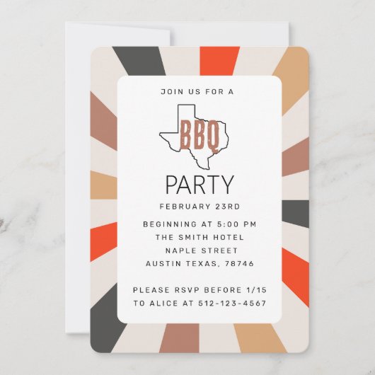 Texas Colorful GRILLEN Party Einladung (Vorderseite)