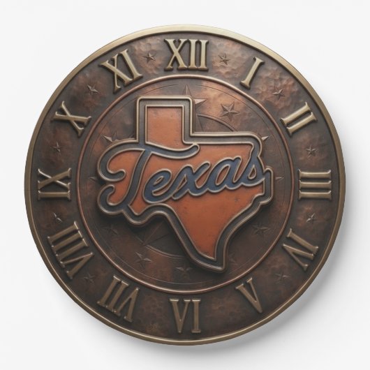 Texas Copper Medallion State Map Pappteller (Vorderseite)