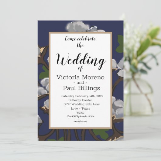 Texas Cotton Bundle / Blau Einladung (Stehend Vorderseite)