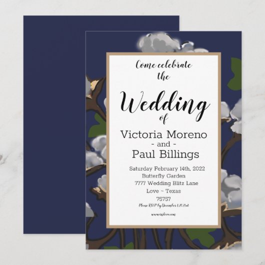 Texas Cotton Bundle / Blau Einladung (Vorne/Hinten)