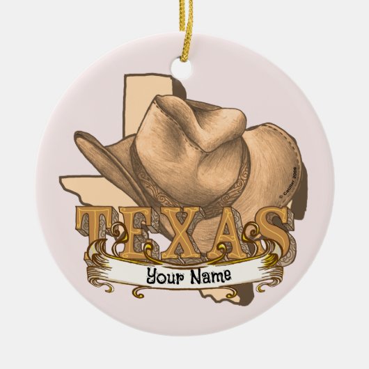 Texas Cowboy individuelle Name Keramik Ornament (Vorne)