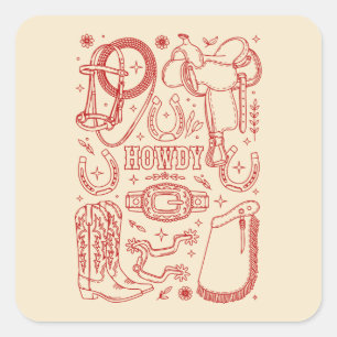 Texas Cowboy Pack Quadratischer Aufkleber
