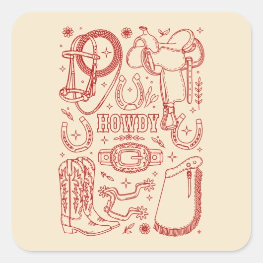Texas Cowboy Pack Quadratischer Aufkleber (Vorderseite)
