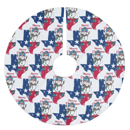 Texas-Cowboy-Schneemann-frohe Weihnachten Sie Polyester Weihnachtsbaumdecke (Vorderseite)