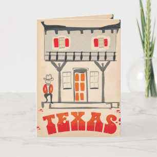 Texas Cowboy Vintag Style Reiseposter Feiertagskarte