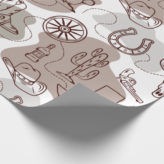 Texas Cowboy Western Doodle Geschenkpapier (Ecke)
