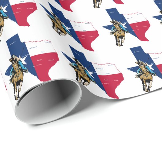 Texas-Cowgirl auf PferdePackpapier Geschenkpapier (Rolleneckpunkt)