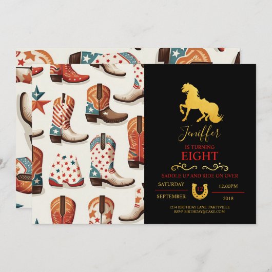 texas cowgirl Land wild, Illustration zeichnend Einladung (Vorne/Hinten)