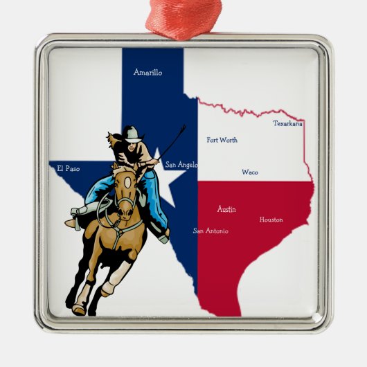 Texas Cowgirl Silbernes Ornament (Vorne)